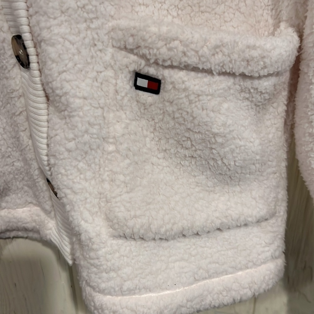 Tommy Hilfiger Fleece Jacket XL Front Pockets Buttons - Picture 2 of 10